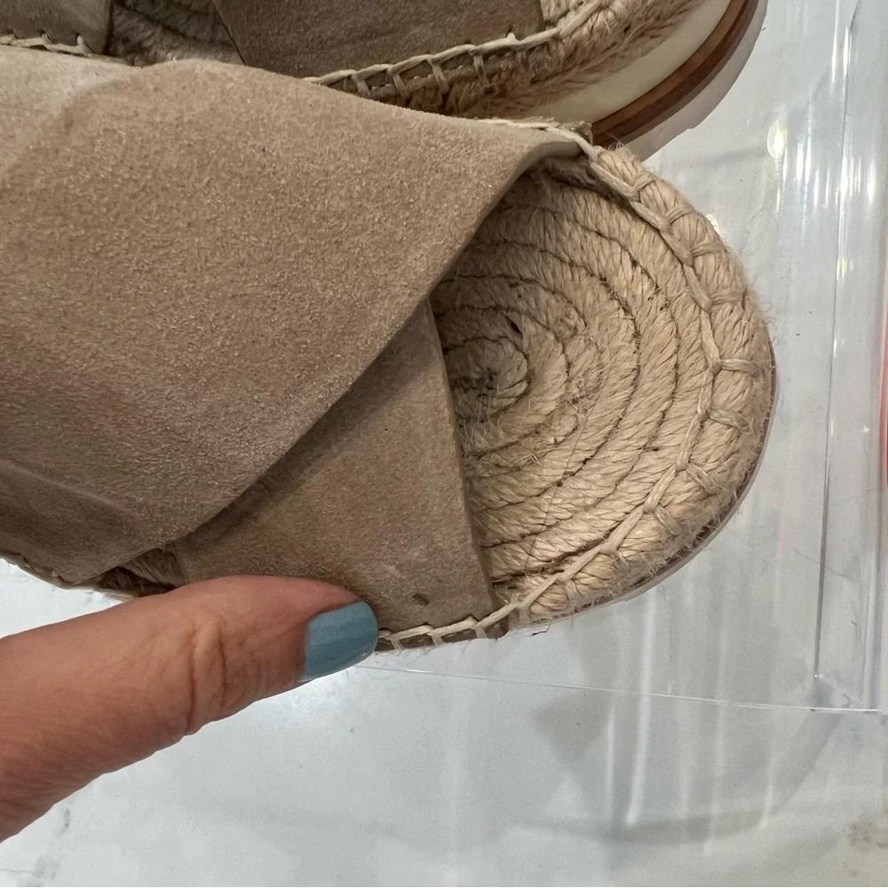 Marc FISCHER Glenna suede raffia platform wedge sandal size 6.5